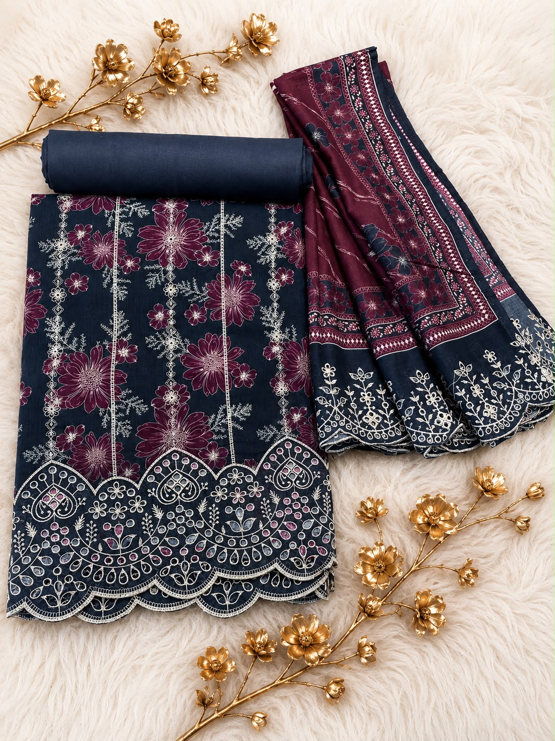 BIN SAEED Luxury Lawn  Embroidery 3Piece Unstitched COLLECTION 2026 D#16