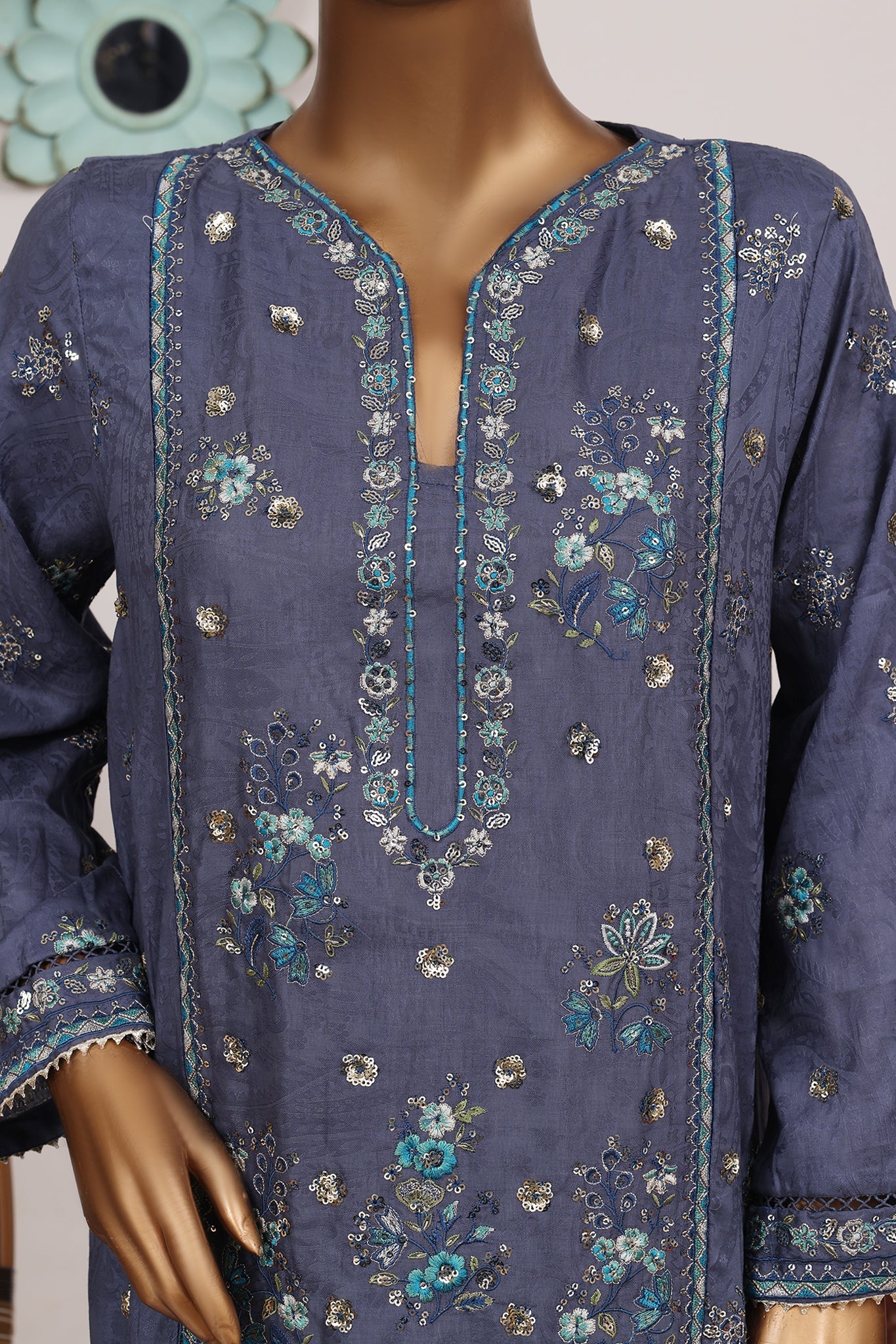 Bin Saeed Luxury Jacquard Lawn Embroidery 3Piece Stitched Collection 2026 D#-08