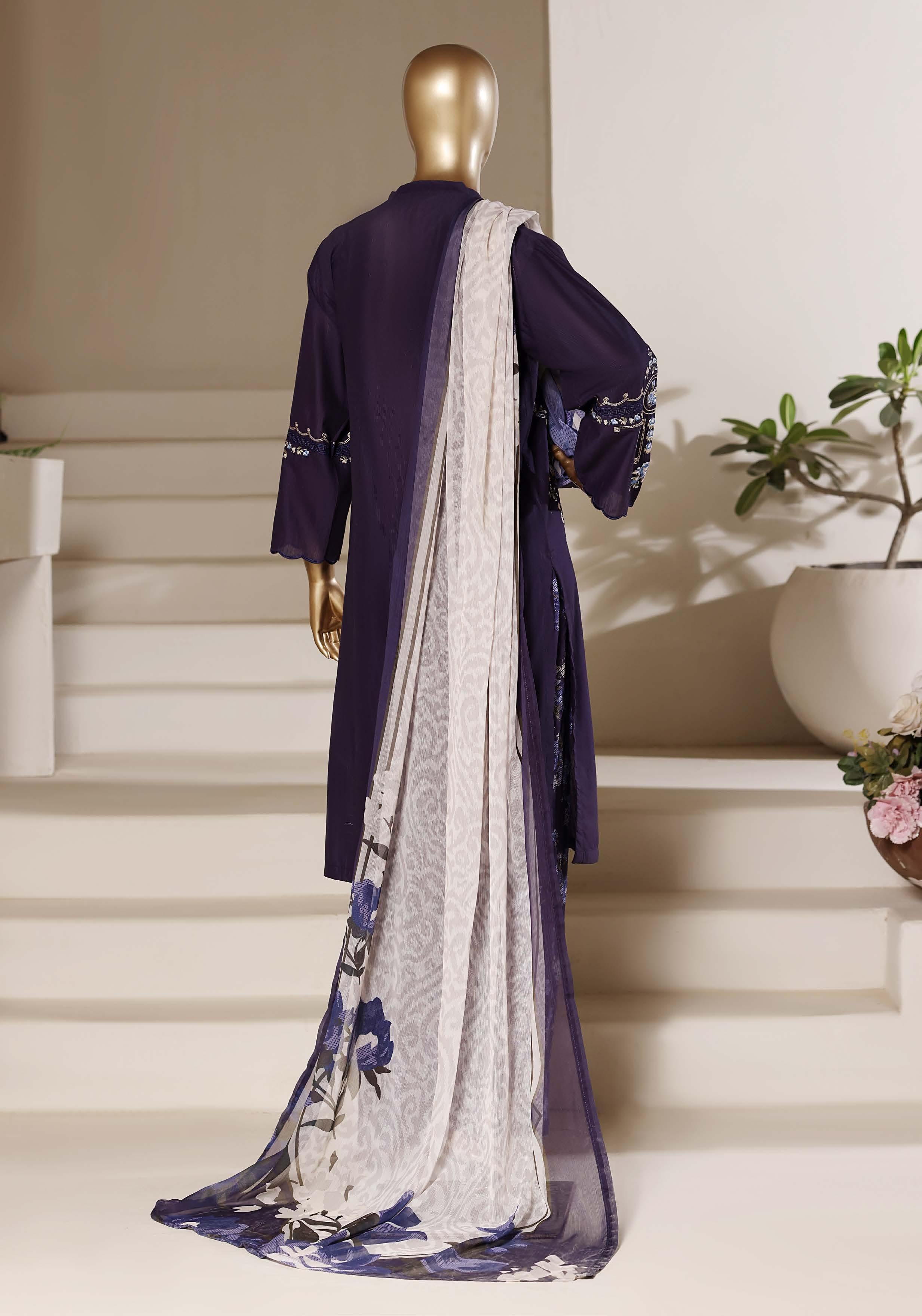 Sadabahar Luxury Eclair Solid  Textured Lawn Embroidery With Digital Printed Chiffon Dupatta With Printed Farshi Shalwar 3Piece Stitched Festive Edition Collection 2026. D#-03