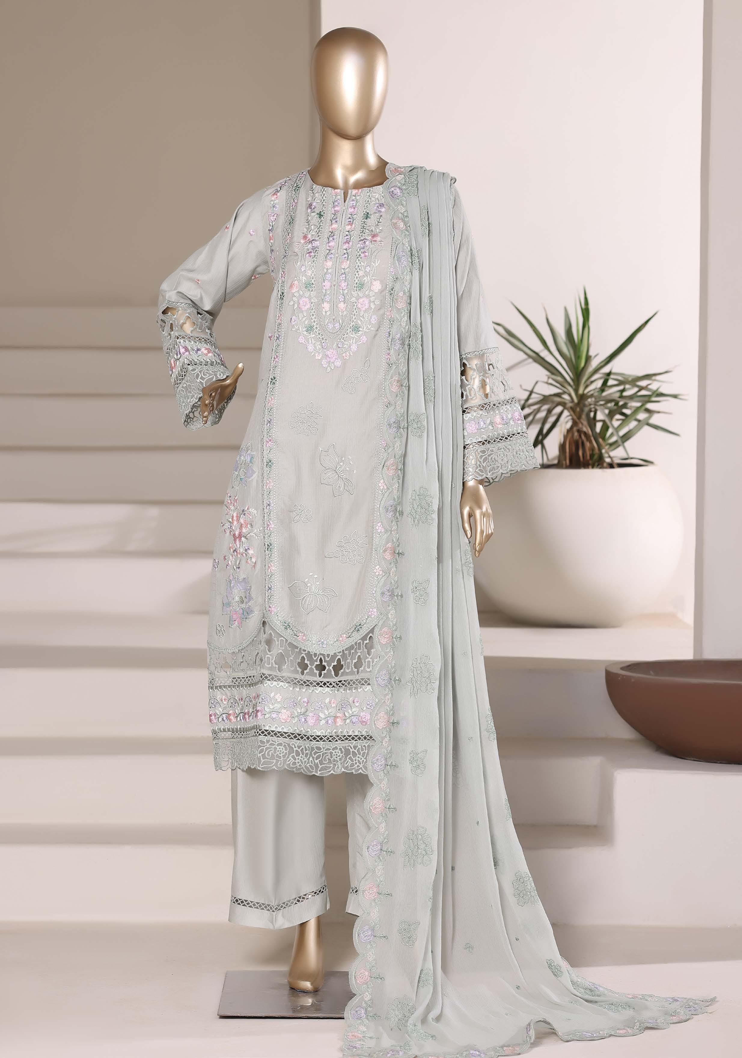 Sadabahar Luxury SlubViscous Lawn Embroidery With Chiffon Embroidery Dupatta Stitched Vol-01 Collection 2026. LEL-14
