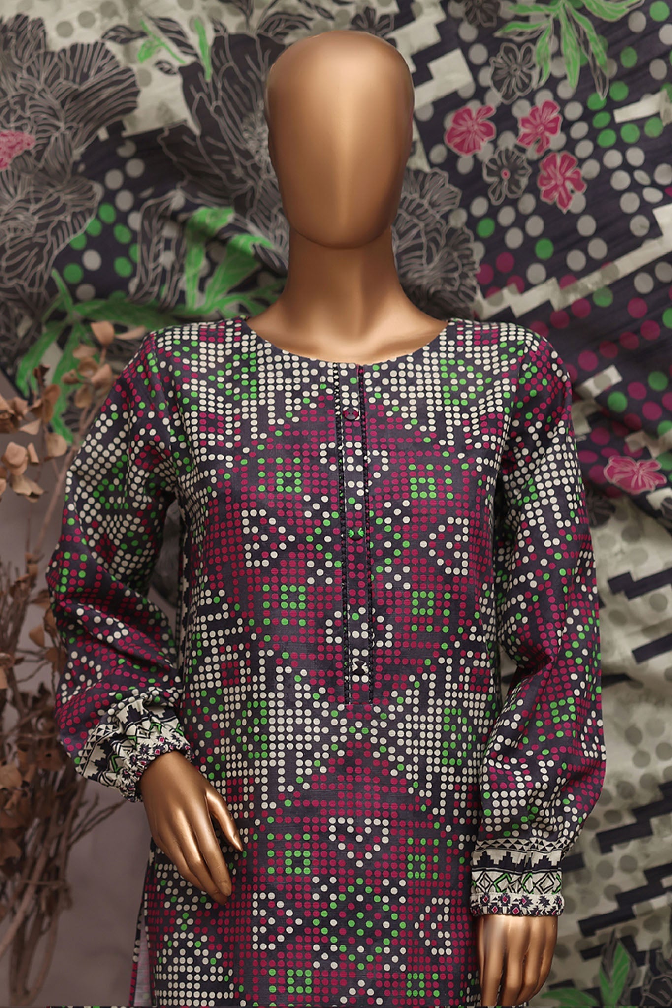 HZ Printed Khadder 3Piece Stitched Vol—1 Collection 2025 D#-01