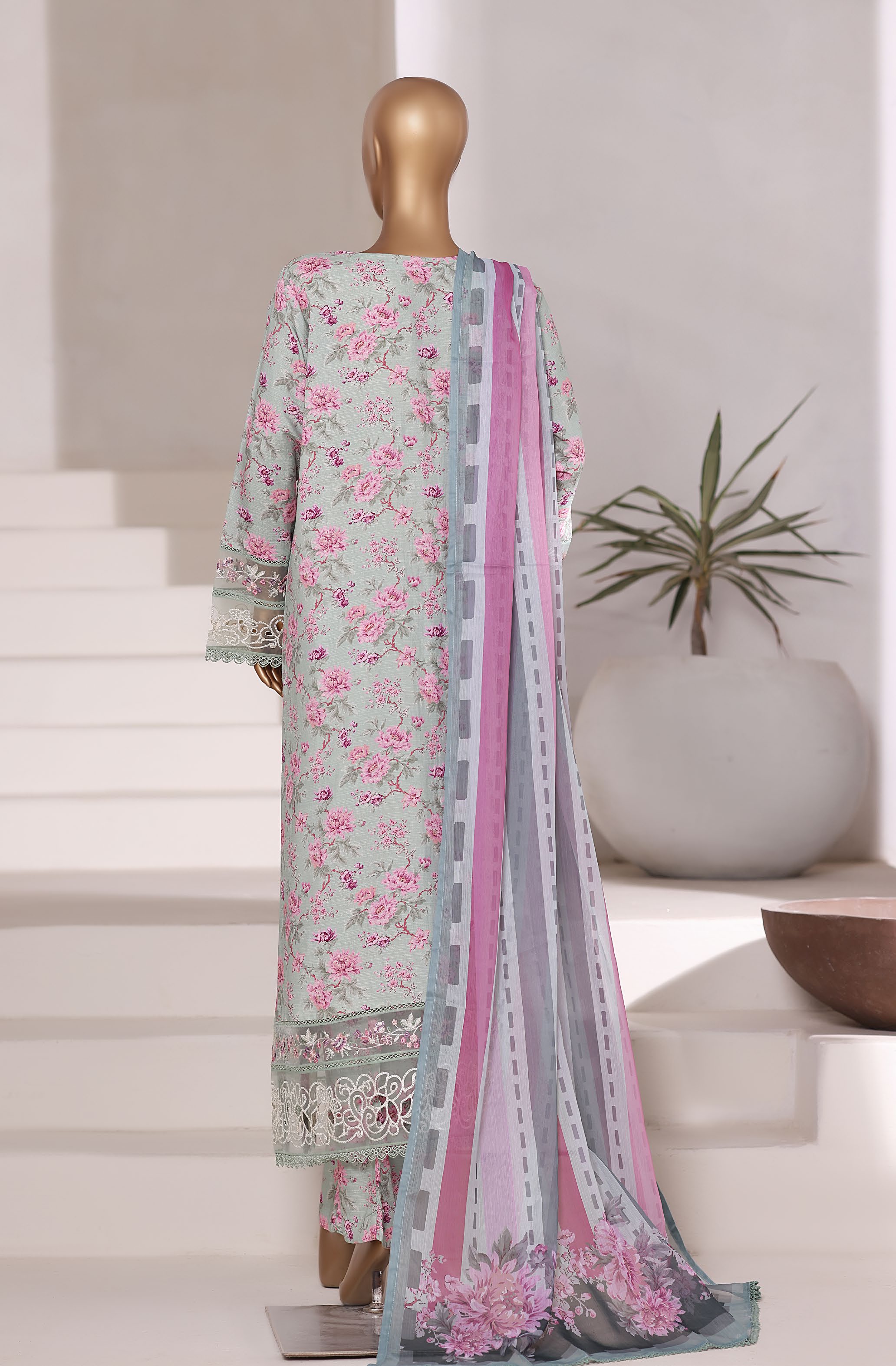 Sadabahar Malika Viscose Long Length With Chiffon Printed Dupatta 3Piece Stitched Collection 2025 Pista SDMVL- 004