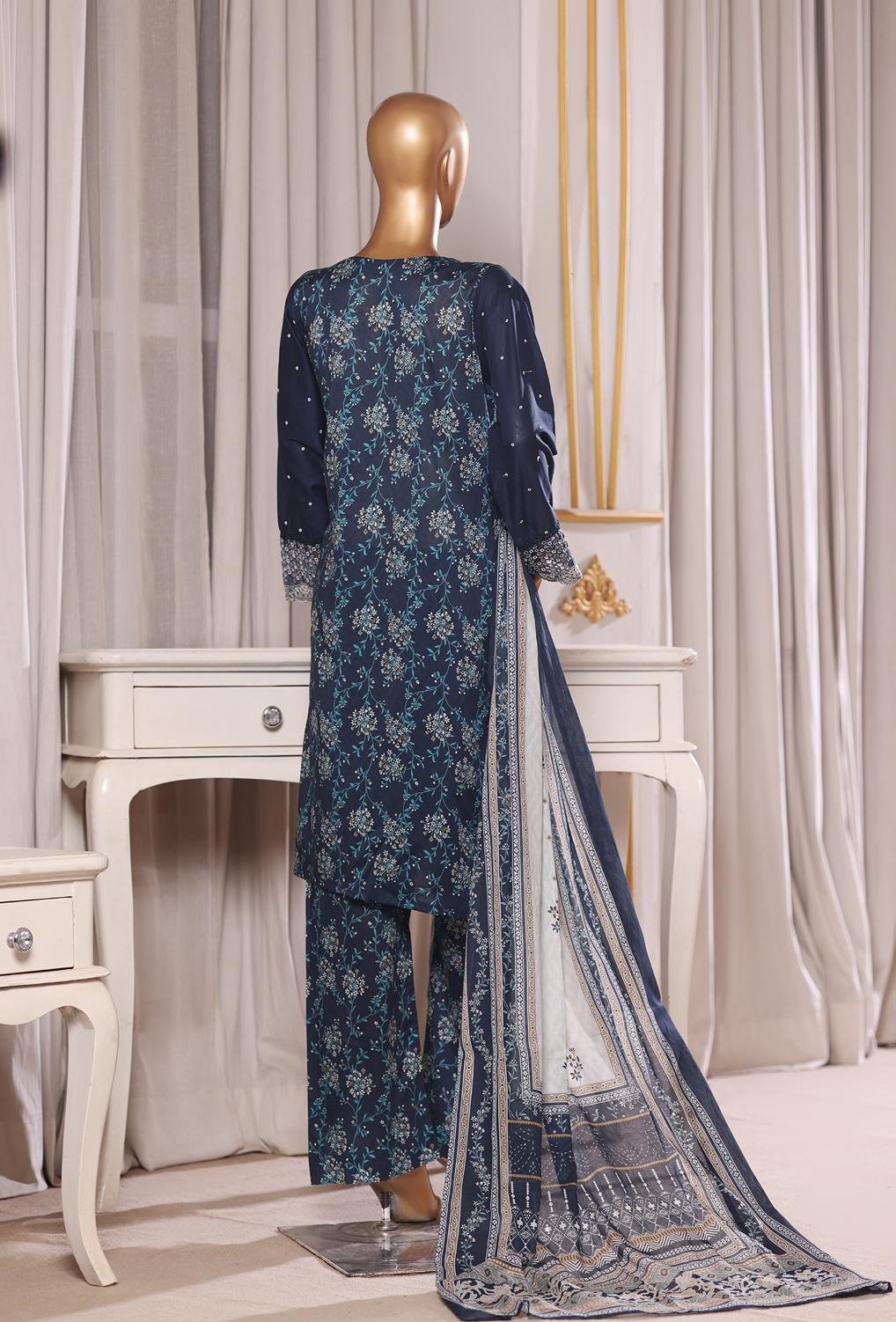 Bin Saeed Luxury Laserkari Lawn With Digital Printed Lawn Dupatta 3Piece Stitched Vol-01 Collection 2026. D#-09