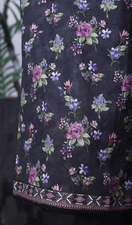BIN SAEED Printed Cotton 3pcs Stitched Vol-10 3Piece Stitched COLLECTION 2025 D-01 Black