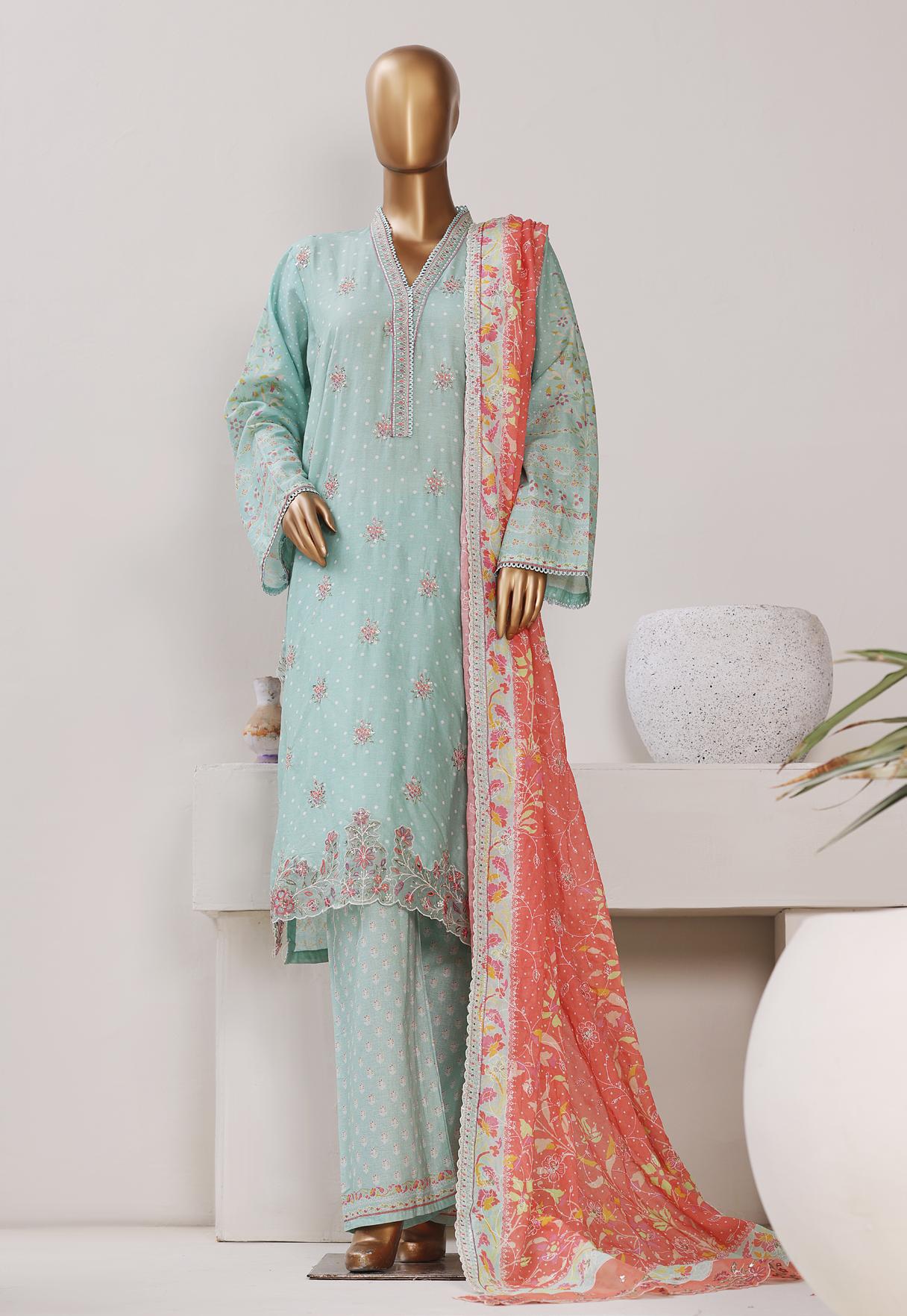 Bin Saeed Luxury Stitched Lawn Embroidery With Dupatta Embroidery 3Piece Stitched COLLECTION 2026. D-07
