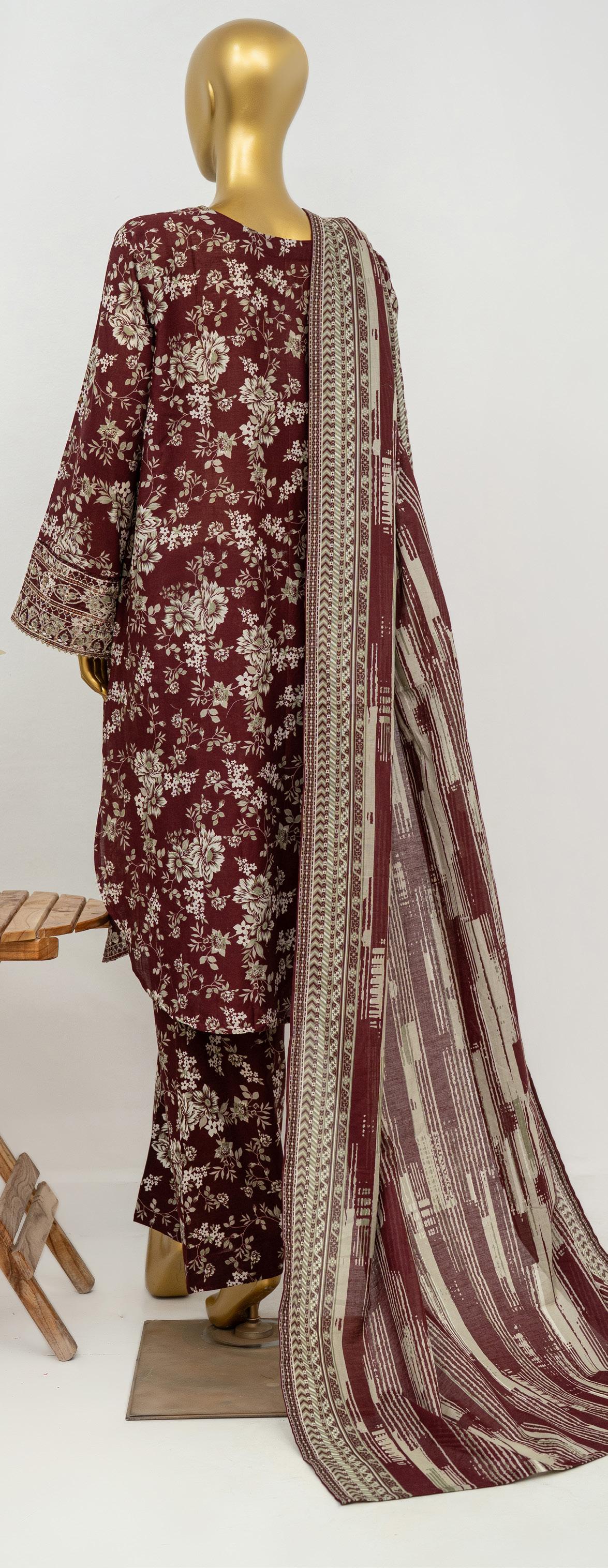 Bin Saeed Luxury Exclusive Embroidery 3 Piece Stitched Lawn Collection 2026 D#04