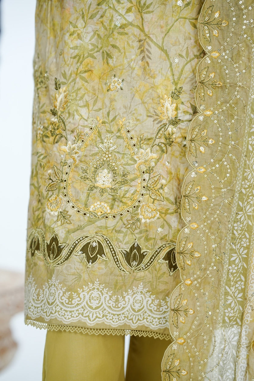 Bin Saeed Luxury Laserkari Chikenkari Lawn With Digital Printed With Embroidery Lawn Dupatta 3Piece Stitched Vol-02 Collection 2026. D#-11