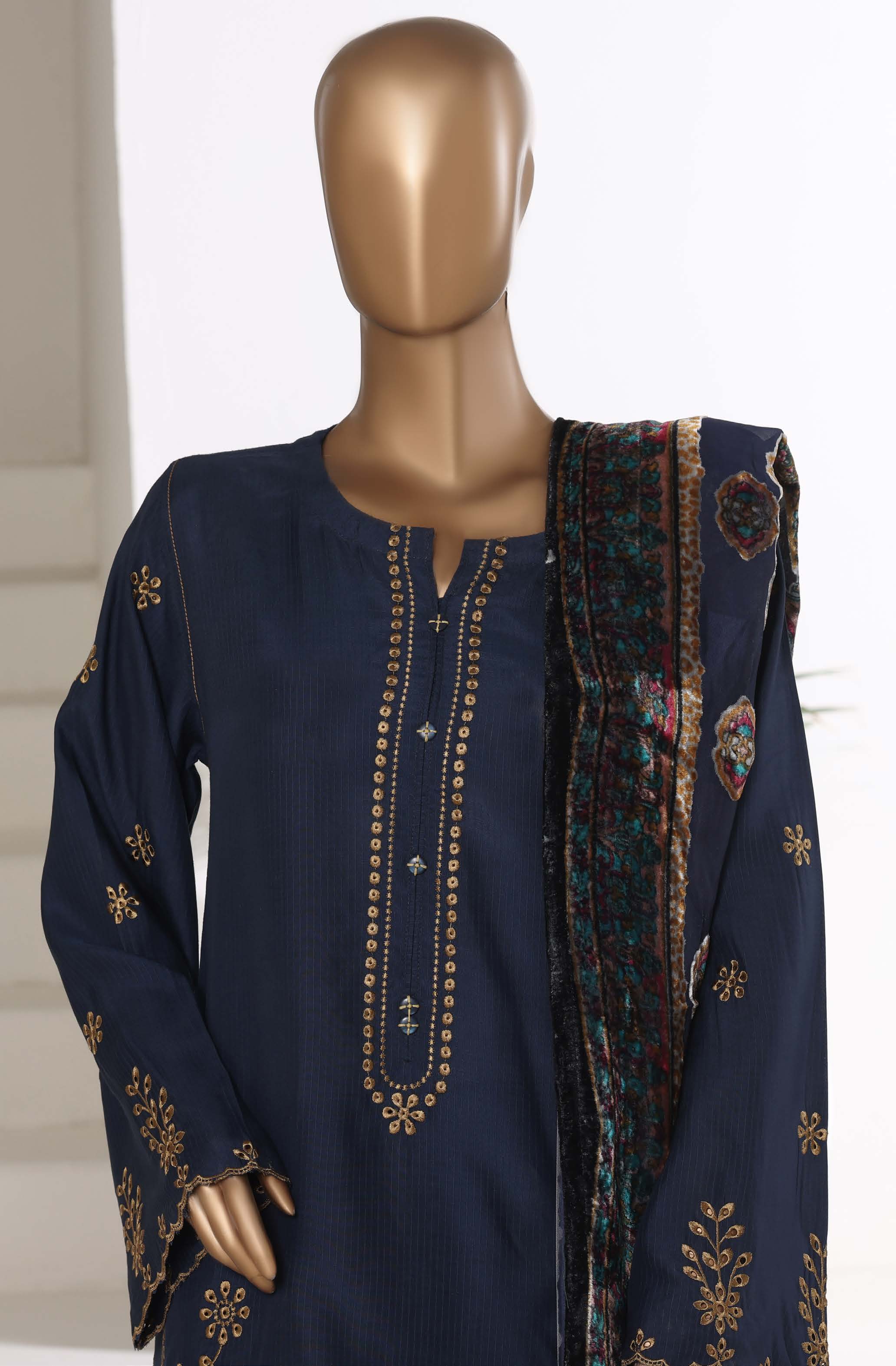 Sadabahar Stitched Embroidery Viscous 3Piece With Palachi Shwal Collection 2025 LEVP -01