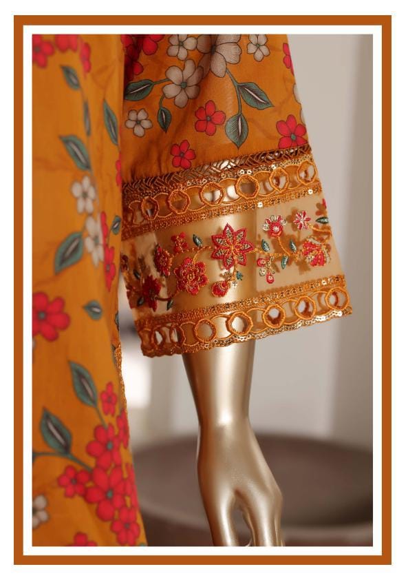 Sadabahar Malika Embroidery Lawn Short Length With Shalwar With Lawn Printed Dupatta  3Piece Stitched Vol-01 Collection 2026 D#02