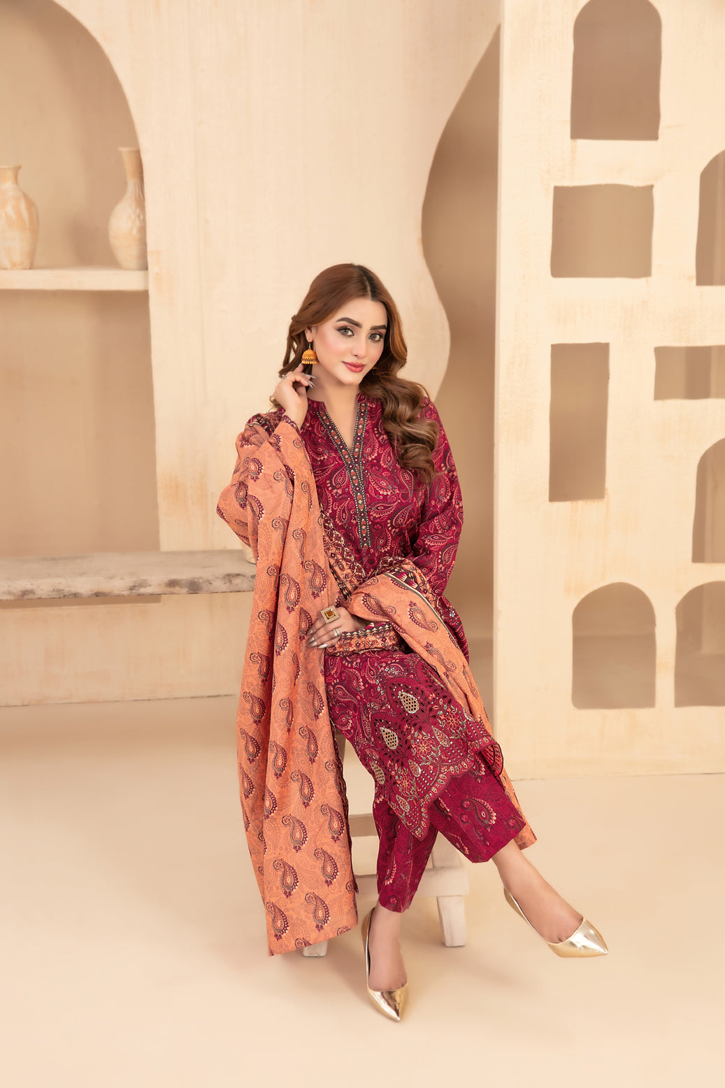 TAWAKKAL MAYESHA EMBROIDERED KHADDAR 3PIECE UNSTITCHED COLLECTION 2025 D-07