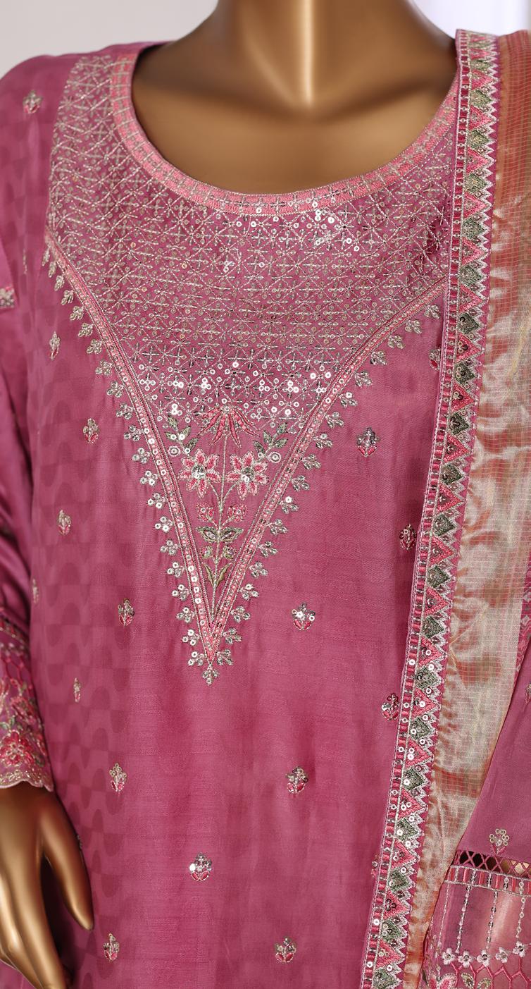 Bin Saeed Luxury Lawn Jacquard Fetive Embroidery 3Piece Stitched COLLECTION 2026. D-08