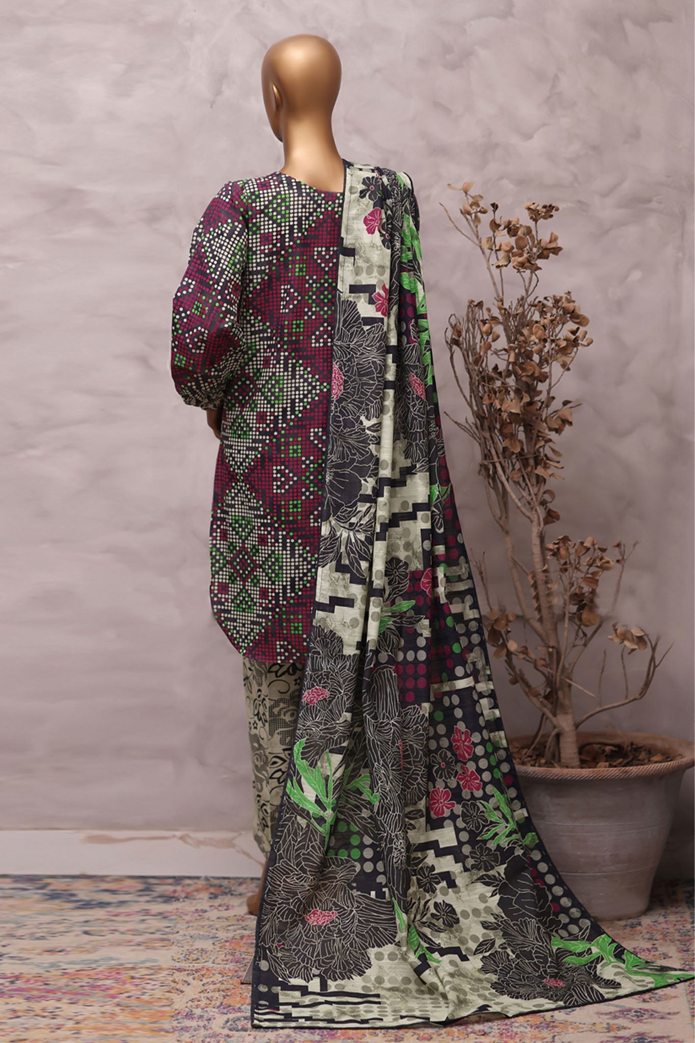 HZ Printed Khadder 3Piece Stitched Vol—1 Collection 2025 D#-01
