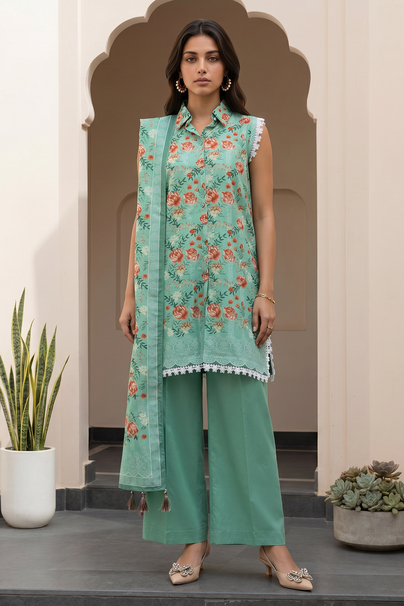 Zellbery Luxury Lawn Printed 3Piece Unstitched Collection 2026 WUS26X38069