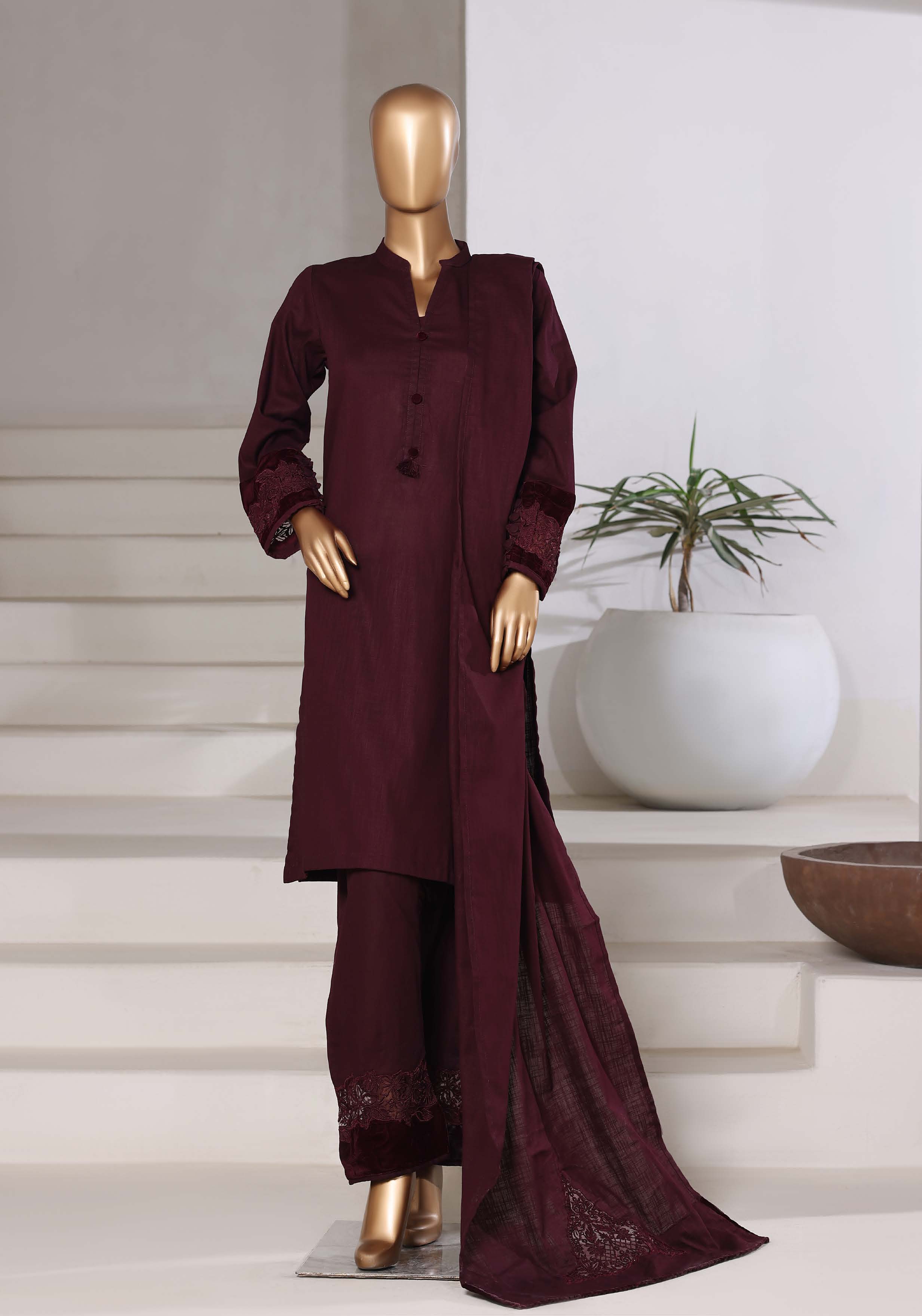 Sadabahar Stitched Premium Winter Cross Slub Texture Fabric With Velvet Collection 2025 CSTV -02