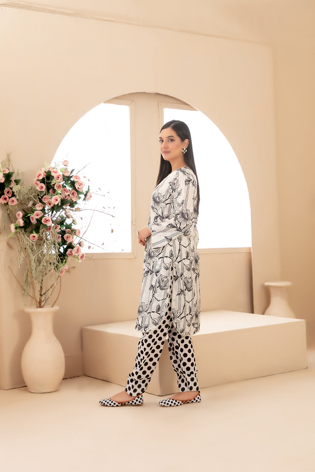 Tawakkal Dilfa 2Piece Stitched Schiffli Embroidery Swiss With Khussa Collection 2026. D-07