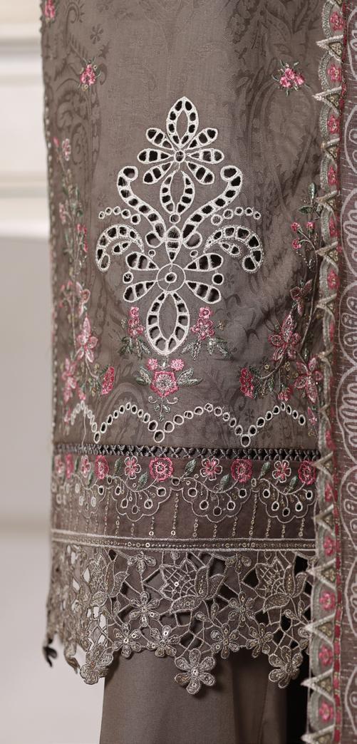 Bin Saeed Luxury Lawn Jacquard Fetive Embroidery 3Piece Stitched COLLECTION 2026. D-07