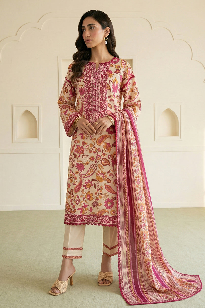 Zellbery Luxury Lawn Printed 3Piece Unstitched Collection 2026 WUS26X30950