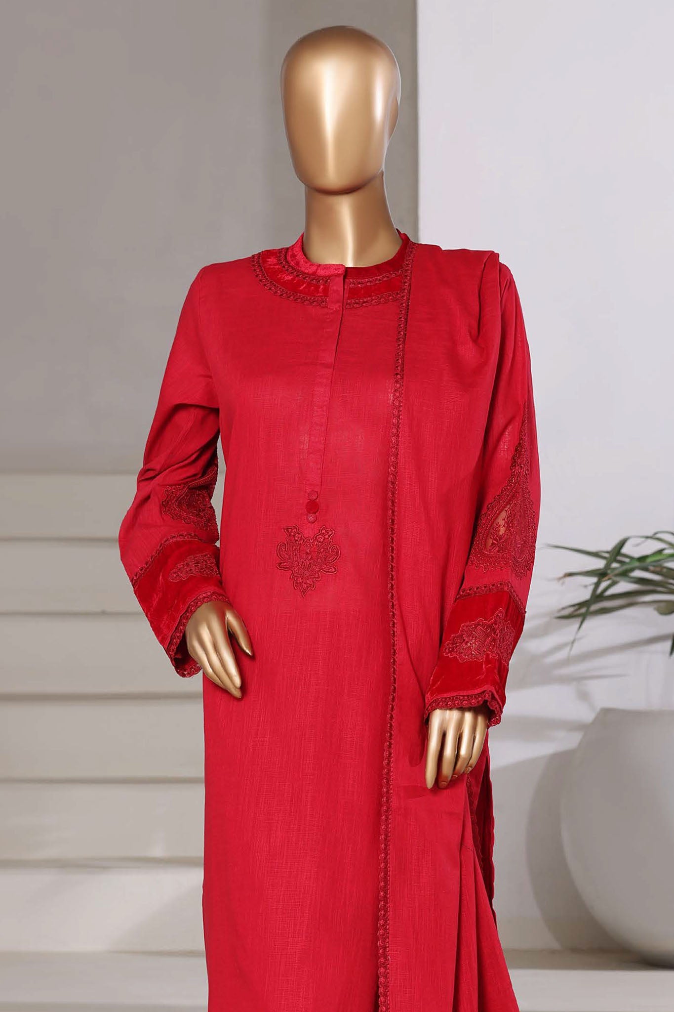 Sadabahar Stitched 3 Piece Premium Cross Texture With Velvet WITH Collection 2025 D#-01