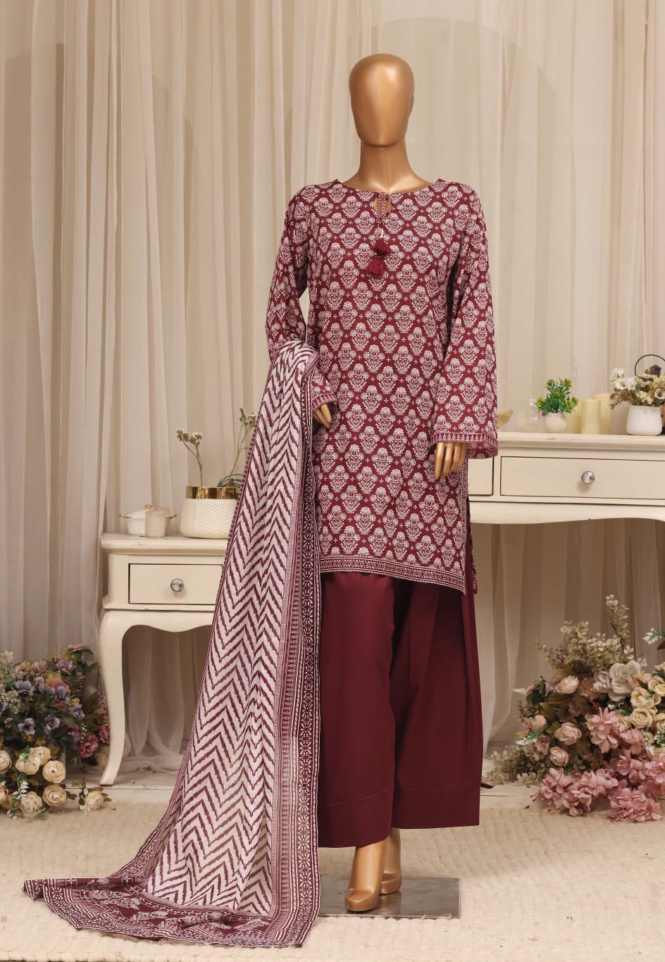 BIN SAEED Luxury Lawn Printed With Farshi Shalwar 3Piece Stitched COLLECTION 2026 D-#18