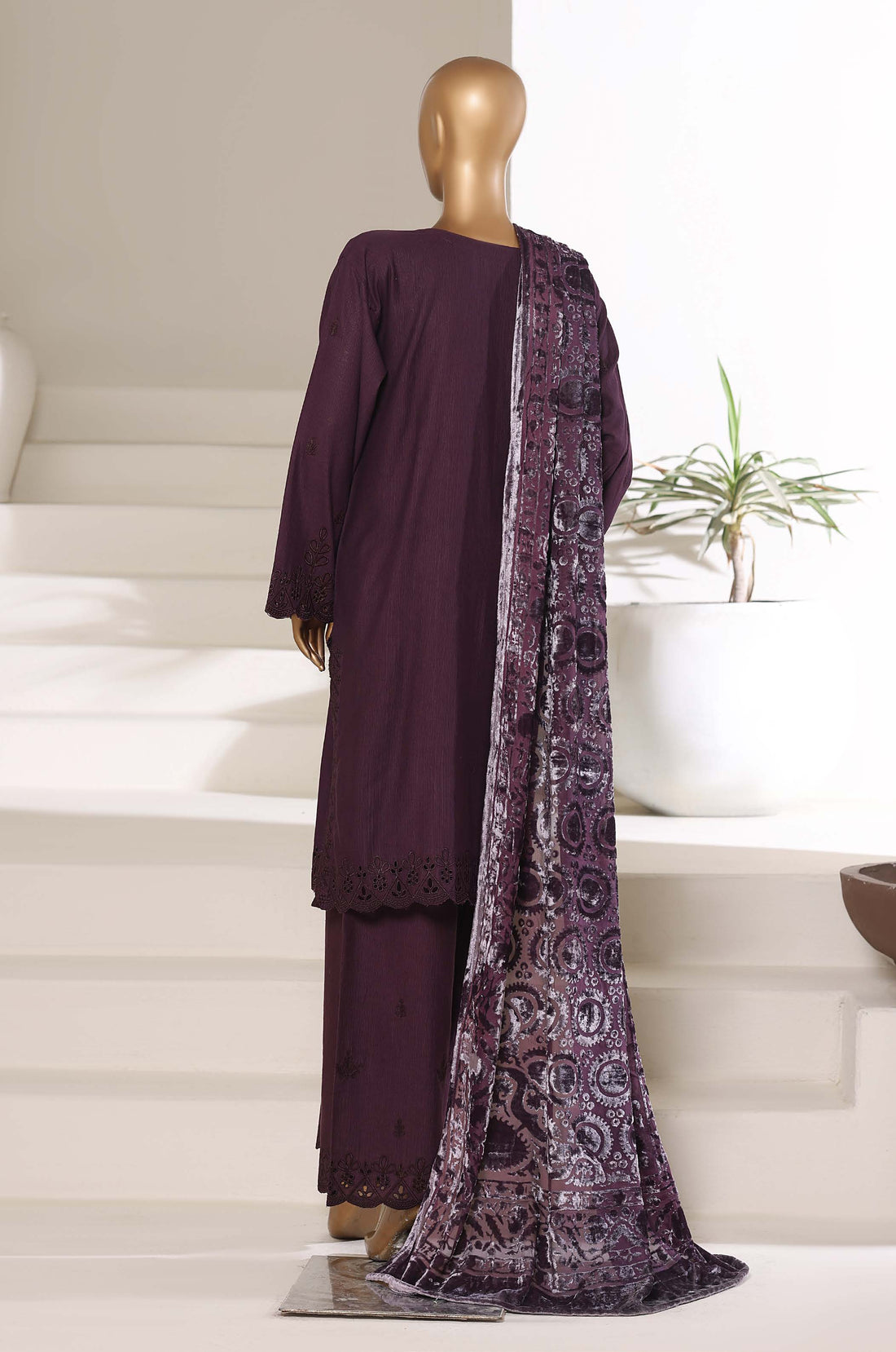 Sadabahar Stitched Embroidery Khaddar 3Piece With Palachi Shwal Collection 2025 LEKP -05