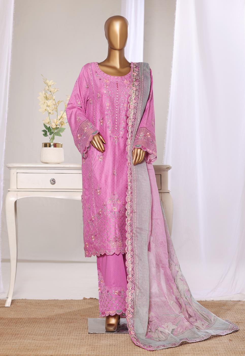 Bin Saeed Luxury Lawn Jacquard Fetive Embroidery 3Piece Stitched COLLECTION 2026. D-02